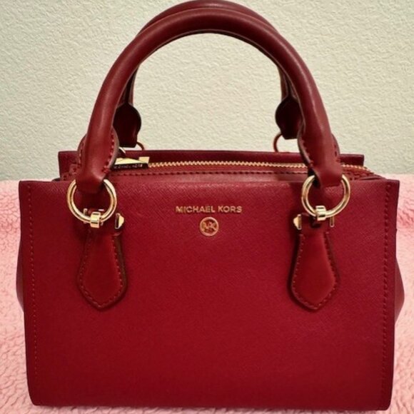 Michael Kors Hamilton Small Leather Satchel – Deep Red - Picture 1 of 12